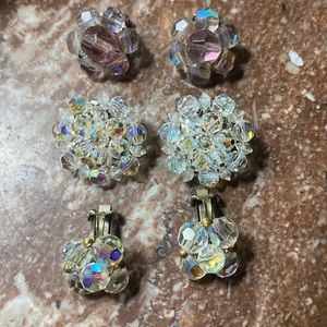 Lot of Vintage Cluster Clip On Earrings